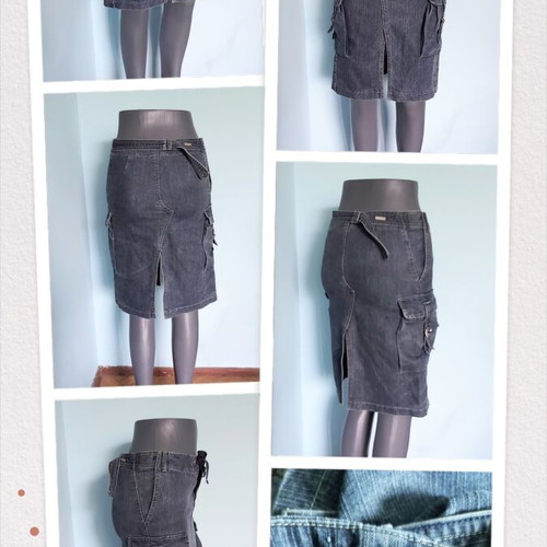 Φούστα denim Mango XS/S σαν καινούργια, ασύμμετρο σχέδιο με τσέπες