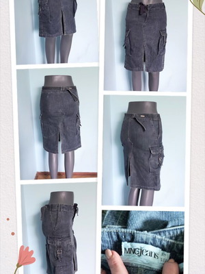 Φούστα denim Mango XS/S σαν καινούργια, ασύμμετρο σχέδιο με τσέπες