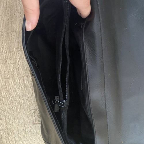 Leather Club vintage black leather shoulder bag with gold buckle