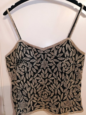 Sixth Sense bustier handmade embroidered like new, size 40-42, black and pink