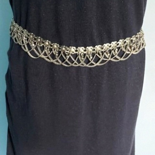Two metal decorative belts, silver and rose gold styles