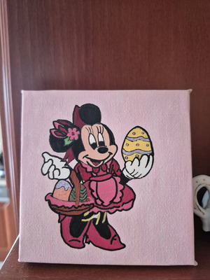 Καδράκι Πασχαλινό με την Μίνι καινούργιο, ζωγραφισμένο με τέμπερες