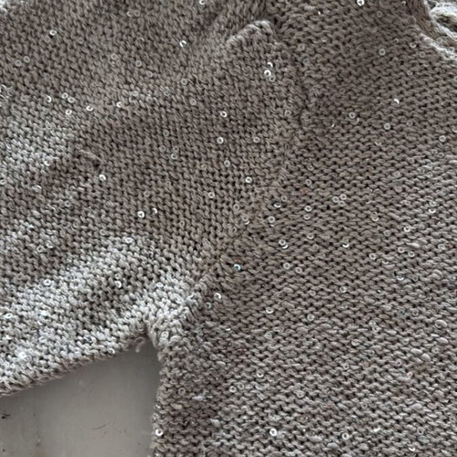Zara Knit silver sweater with sequins and 3/4 sleeve like new, size S