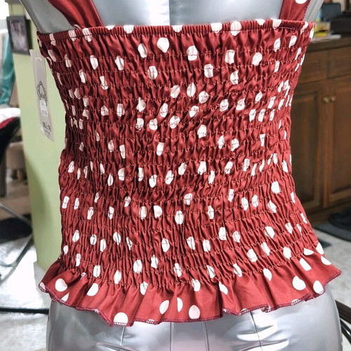 Crop top polka dot burgundy with beige-brown spots new, S-M