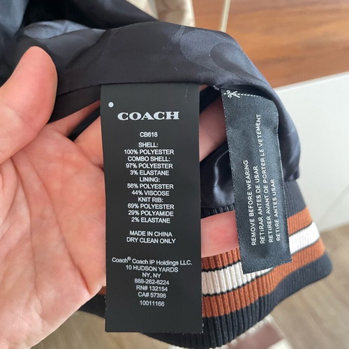 Coach bomber jacket, satin, beige and brown, size M