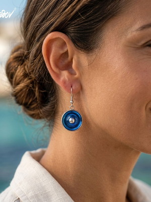 Onda Blu Earrings new, silver color with blue enamel by Άπεφθον