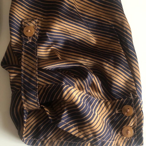 Satin blouse XL used, brown, with drape and shirt collar