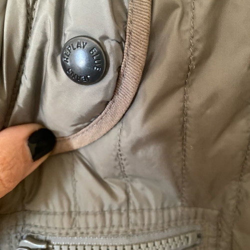 Replay jacket khaki open with hood like new