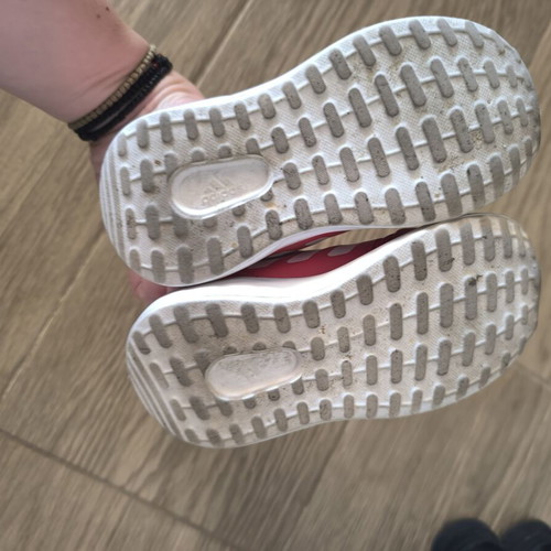 Adidas athletic shoes, red, size 25
