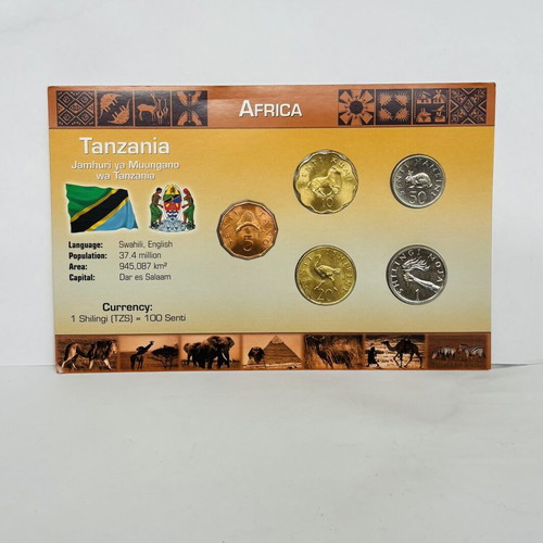 Tanzania Uncirculated 5-Coin Animal Set Littleton Display Card