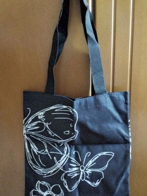 Canvas shoulder bag new, medium size, black and white
