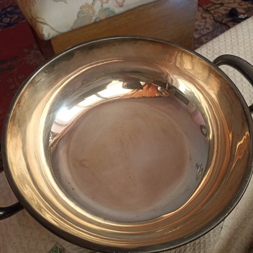 Silver-plated brass serving dish used, Italian origin, late 19th century