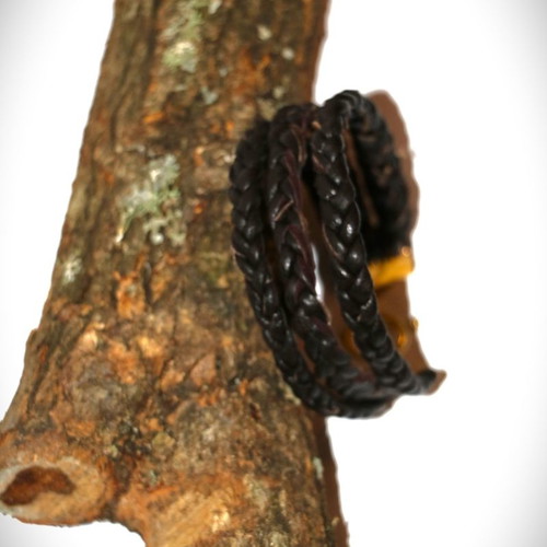 Jewelry bracelet made of genuine leather with 22K gold-plated clasp