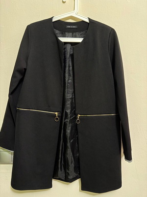 Black long jacket like new with gold zippers size S/M