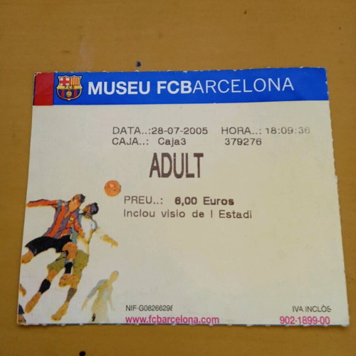 Collectible ticket FCB Barcelona Museu 28/7/2005 like new