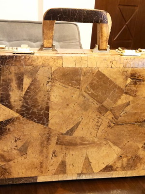 Briefcase handmade from coconut bark, like new, vintage style