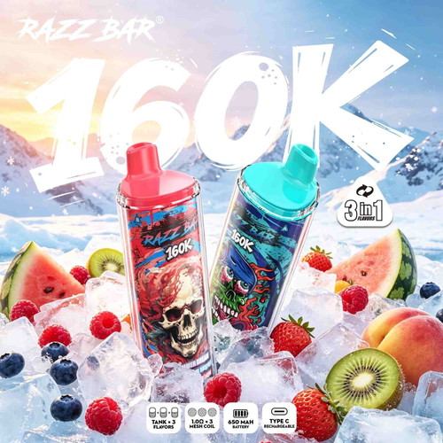 Razz Bar 160K 3in1 Disposable Vape New Model with 3 Flavors