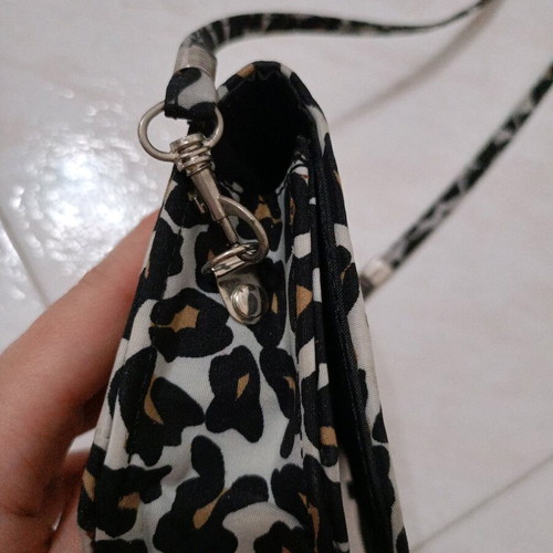 Mini crossbody bag with vintage animal print, new, black and white
