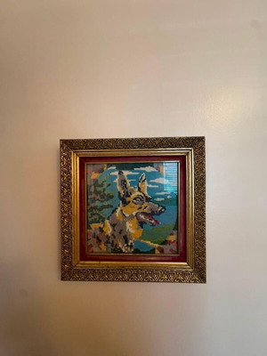 Gobelin embroidered textile painting like new, high quality