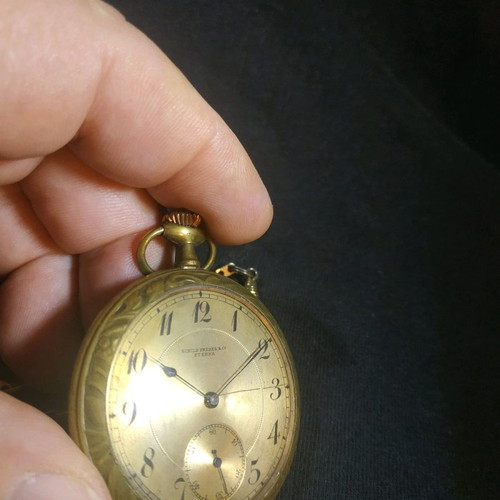 Pocket watch used, engraved, SCRILD Freres & Co Eterna