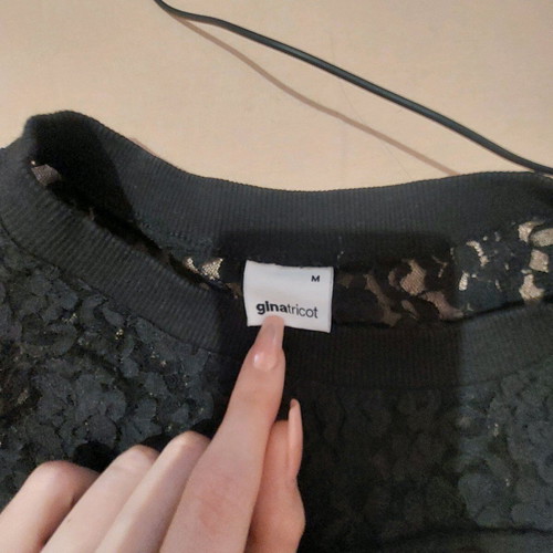 Ginatricot black lace-like blouse like new, size M