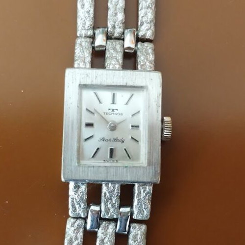 Technos Star Lady wristwatch used, silver vintage women's