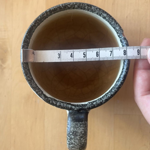 Ceramic cups with saucers used, hand-painted, set