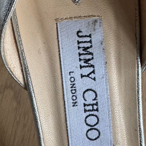 Jimmy Choo Lotus silver leather crystal shoes used size 38.5