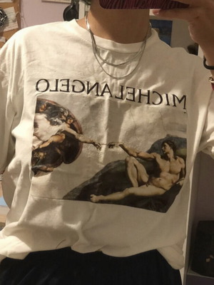 Μπλούζα Michelangelo grunge fairy gothic punk λευκή σαν καινούργια, μέγεθος L