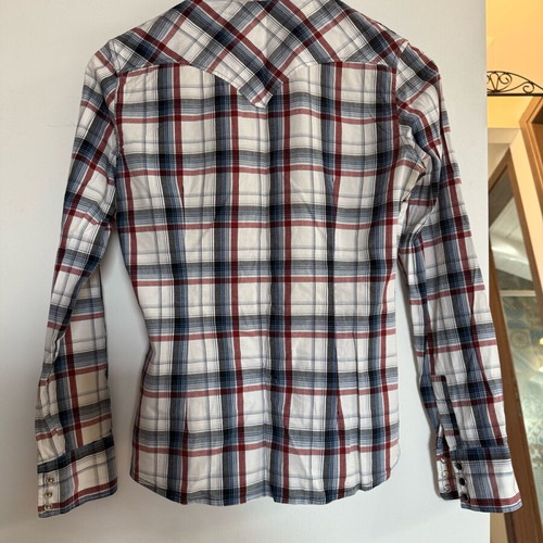 Checked shirt like new, cotton, Italian, white and blue, size S