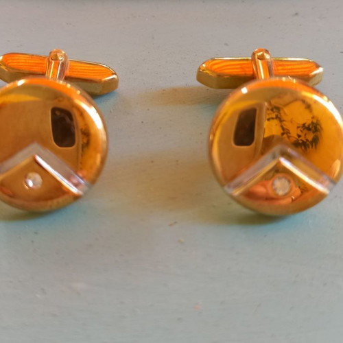 Ascot 18K gold plated cufflinks and tie clip set new