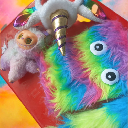 Monster, Unicorn & Labubu Fuzzy Rainbow Accessories Set new