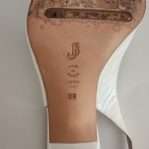 J. Bournazos Slingback Peep Toe Shoes used, ivory, size 38