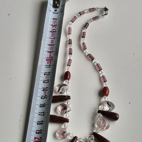 Art necklace like new with red jasper, tourmaline and red agate