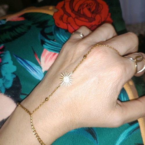 Steel gold bracelet-ring handmade new