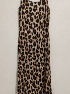 Leopard maxi dress with straps like new, pink and black