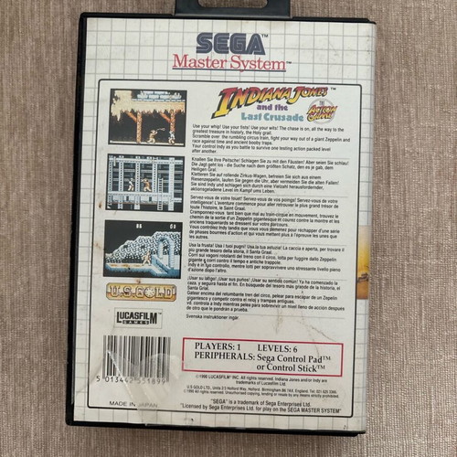 Indiana Jones Last Crusade Sega Master System used PAL English