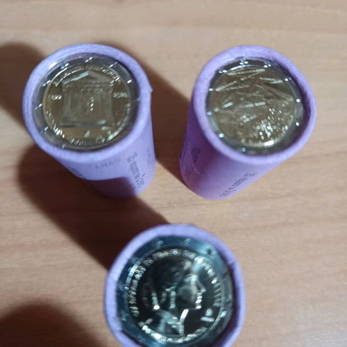 3 Greek coin rolls 2022-2023 new, Constitution, Erasmus, Maria Callas