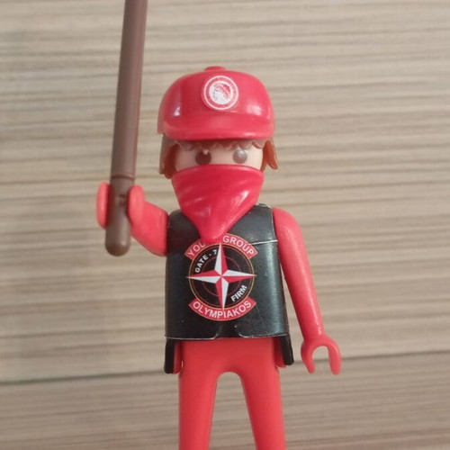 Playmobil Olympiacos Fan Figure like new with team flag