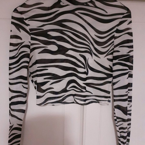 Zivago crop top long sleeve like new, transparent with zebra pattern