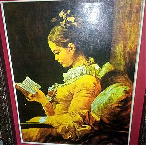 Ελαιογραφία αντίκα a young girl reading