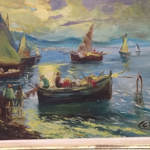 Carlo Casati Seascape Painting like new with Handmade Frame