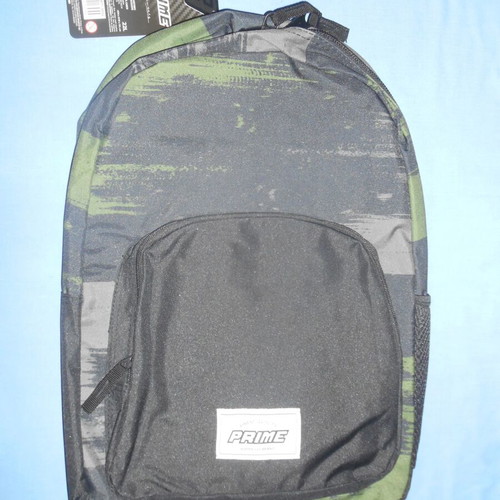 Prime khaki school backpack new, black with white patterns