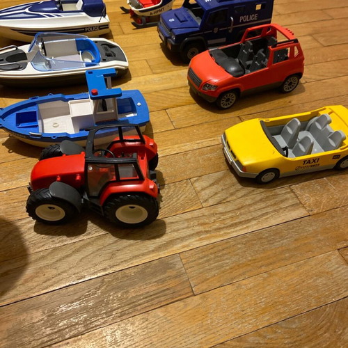 Playmobil used vehicles police, boat, helicopter, tractor