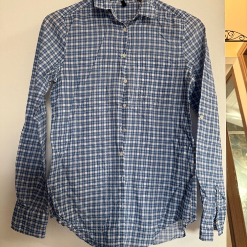 Sisley shirt like new, cotton, white and blue, size S