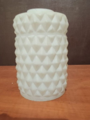 Vintage γυαλί φωτιστικού Geometric Hobnail, λευκό οπάλ