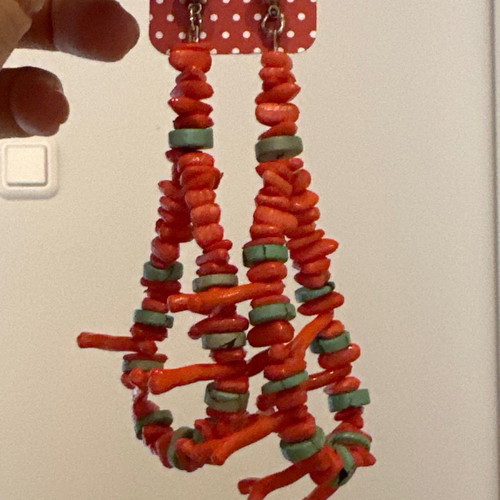 Handmade earrings with coral new