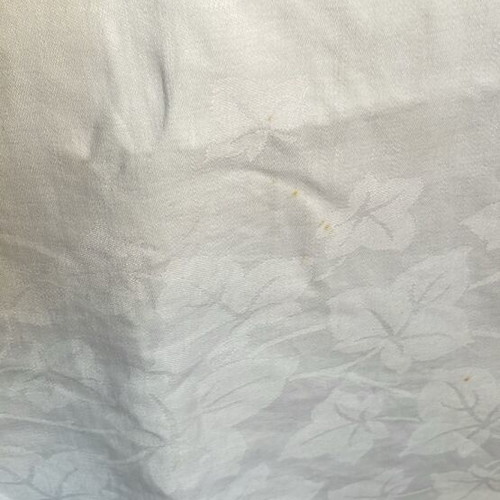 Linen tablecloth white like new with woven leaf pattern