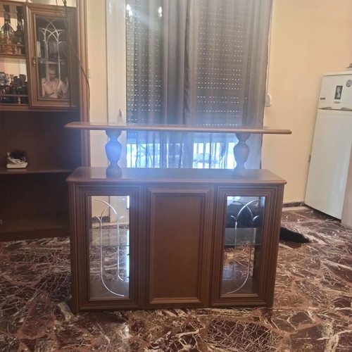 Bar living room unit like new, carved natural wood