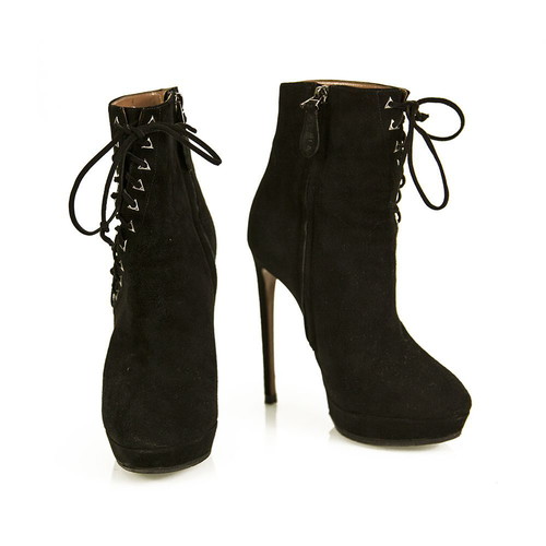 ALAIA black suede leather ankle booties used, size 37